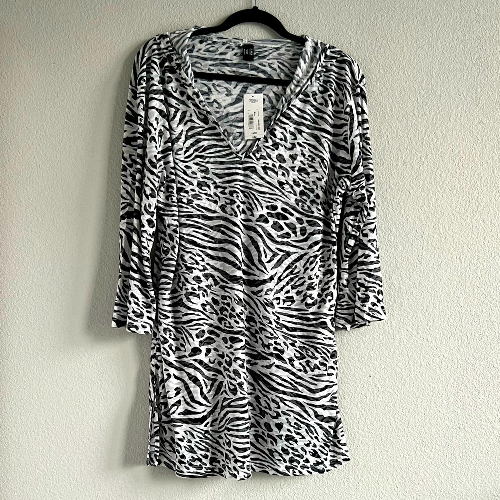 NWT a.n.a. Animal Print Hooded Cover-up - Size L